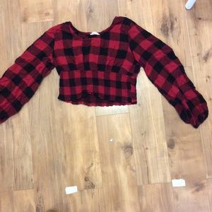 Cropped flannel shirt